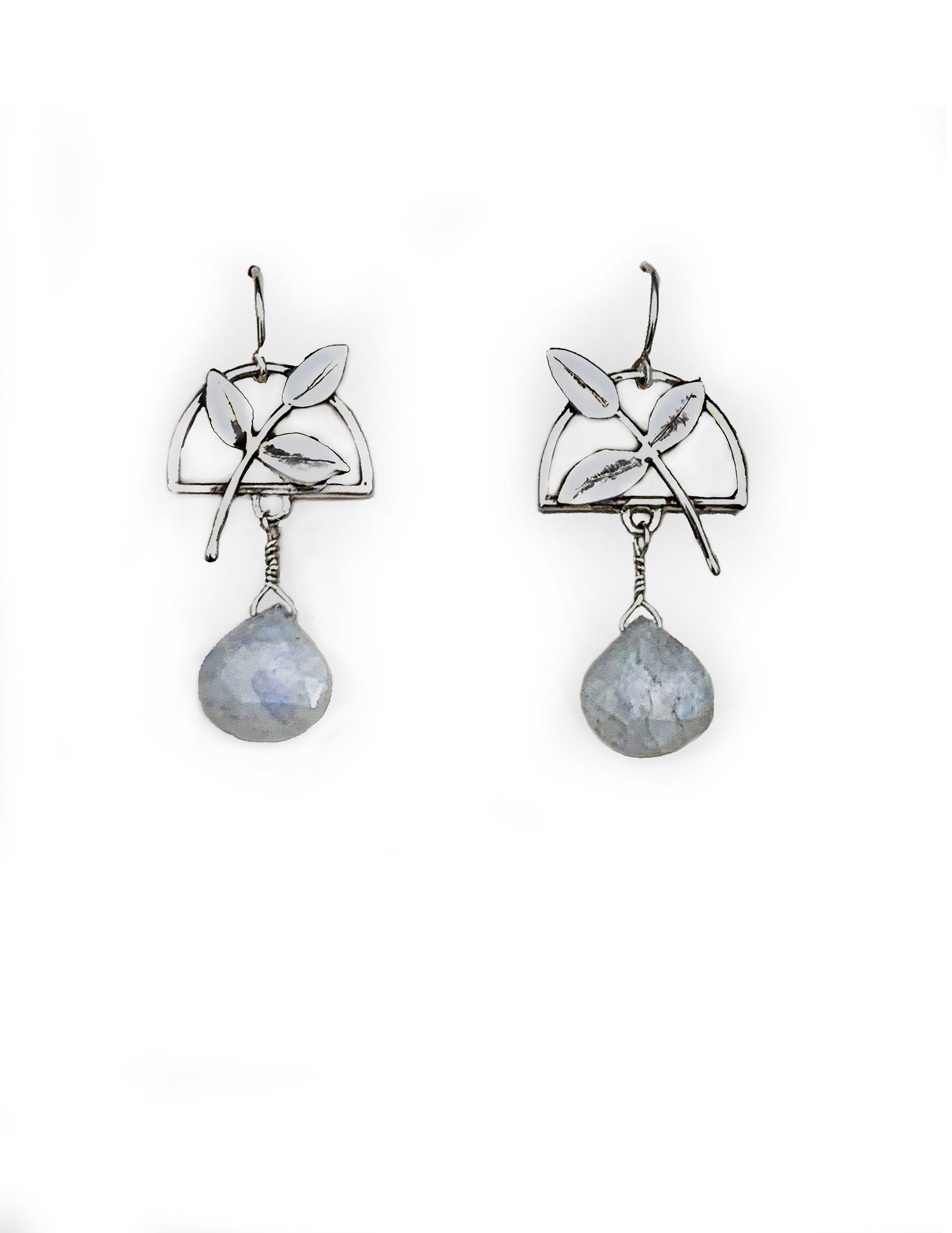 Whispers of Nature Earrings with Rainbow Moonstone Gemstones