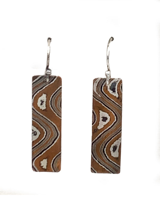 Echoes of Earth Mokume Gane EarringsHandcrafted Sterling Silver, Copper, and Shibushi