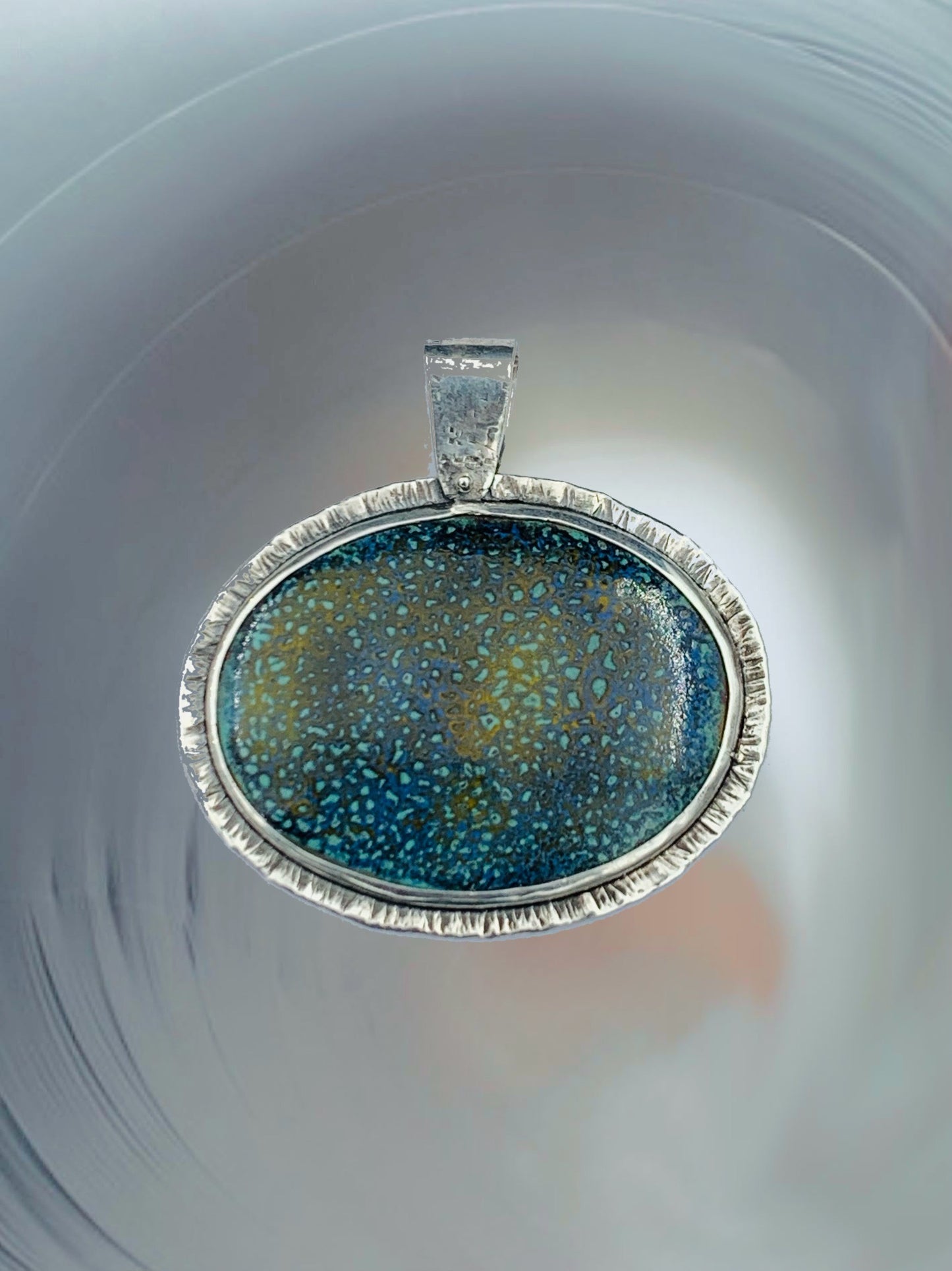 Statement Sterling Silver Enamel Sunflower Pendant for Necklace