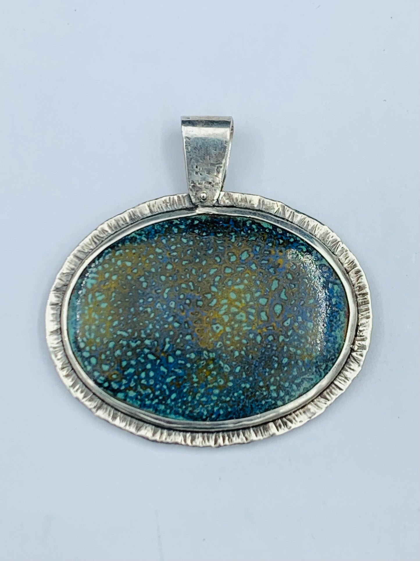 Statement Sterling Silver Enamel Sunflower Pendant for Necklace