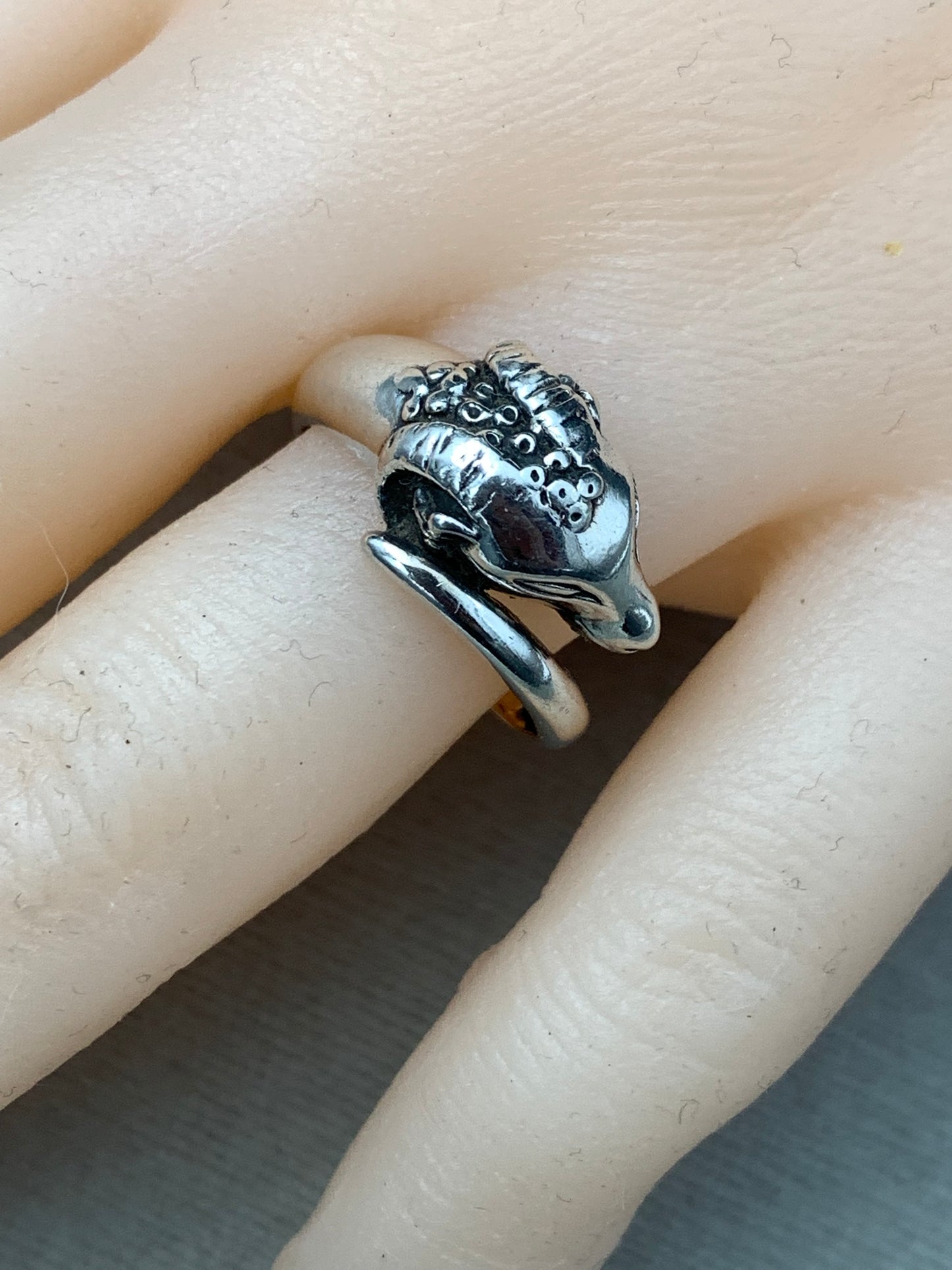 Vintage Ram's Head Carved Design Joachim S'paliu sterling silver ring