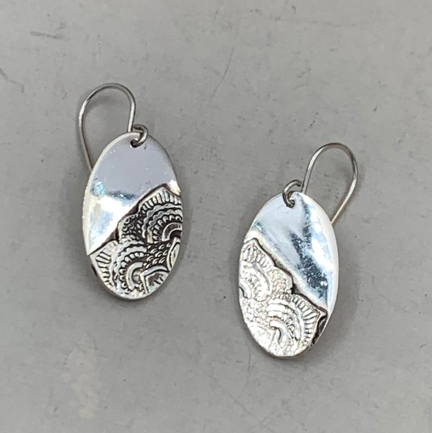 Mystic Drop Earrings Sterling Silver with Handcrafted Mandala Pattern