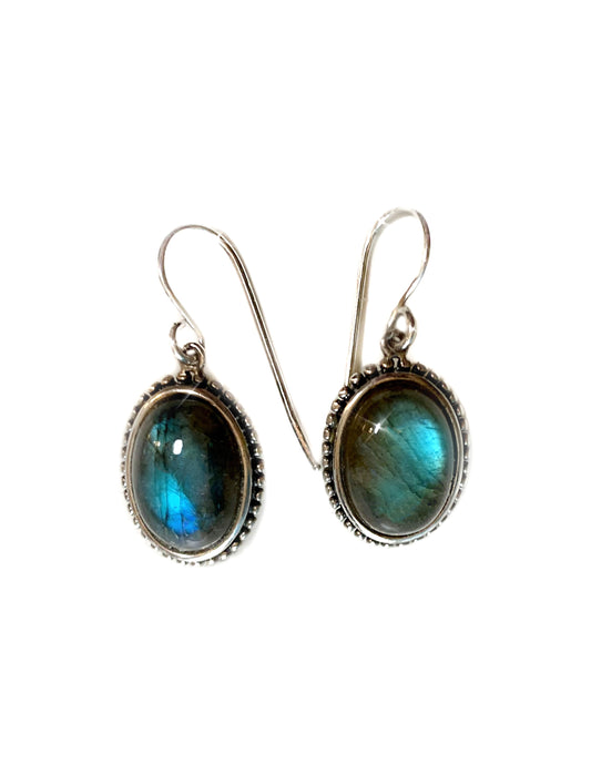 Glowing Blue Reflection Labradorite Drop Earrings