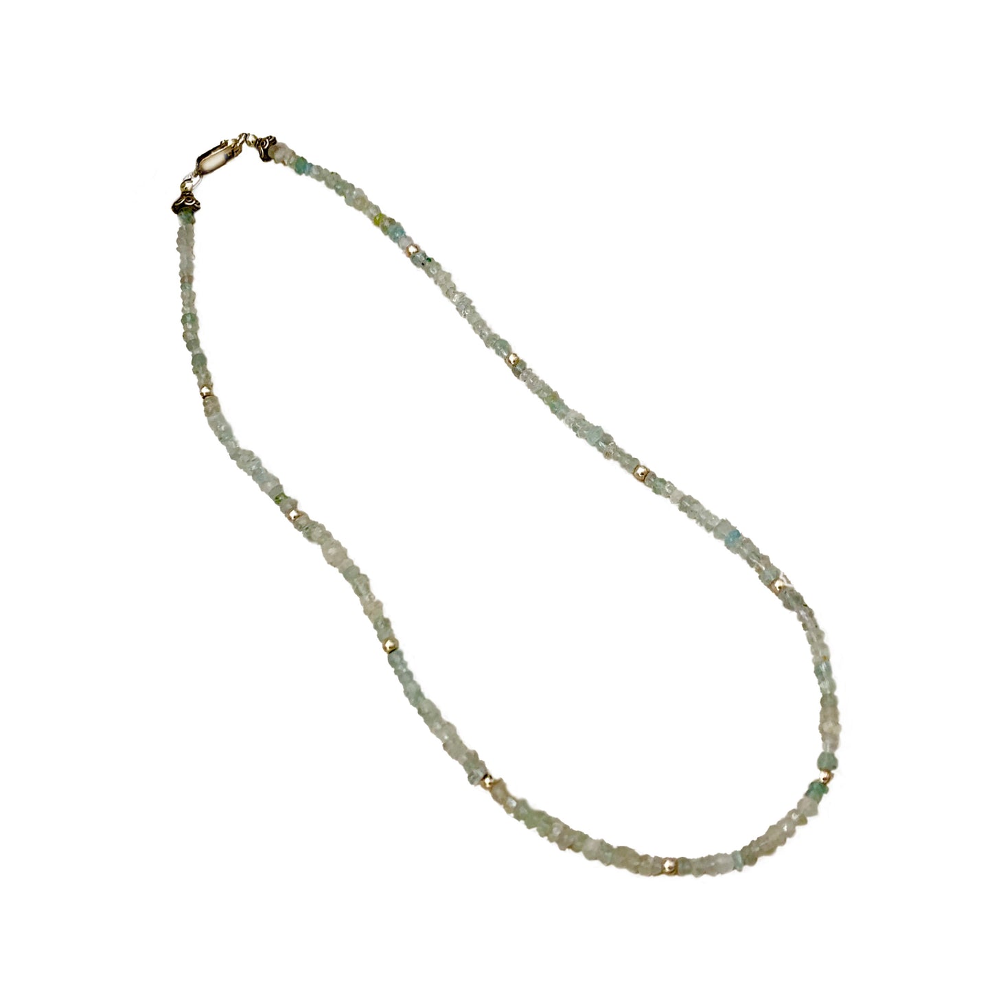 Handcrafted 16" Sterling Silver and Faceted Blue Aquarmarine Gemstone Bead Necklace