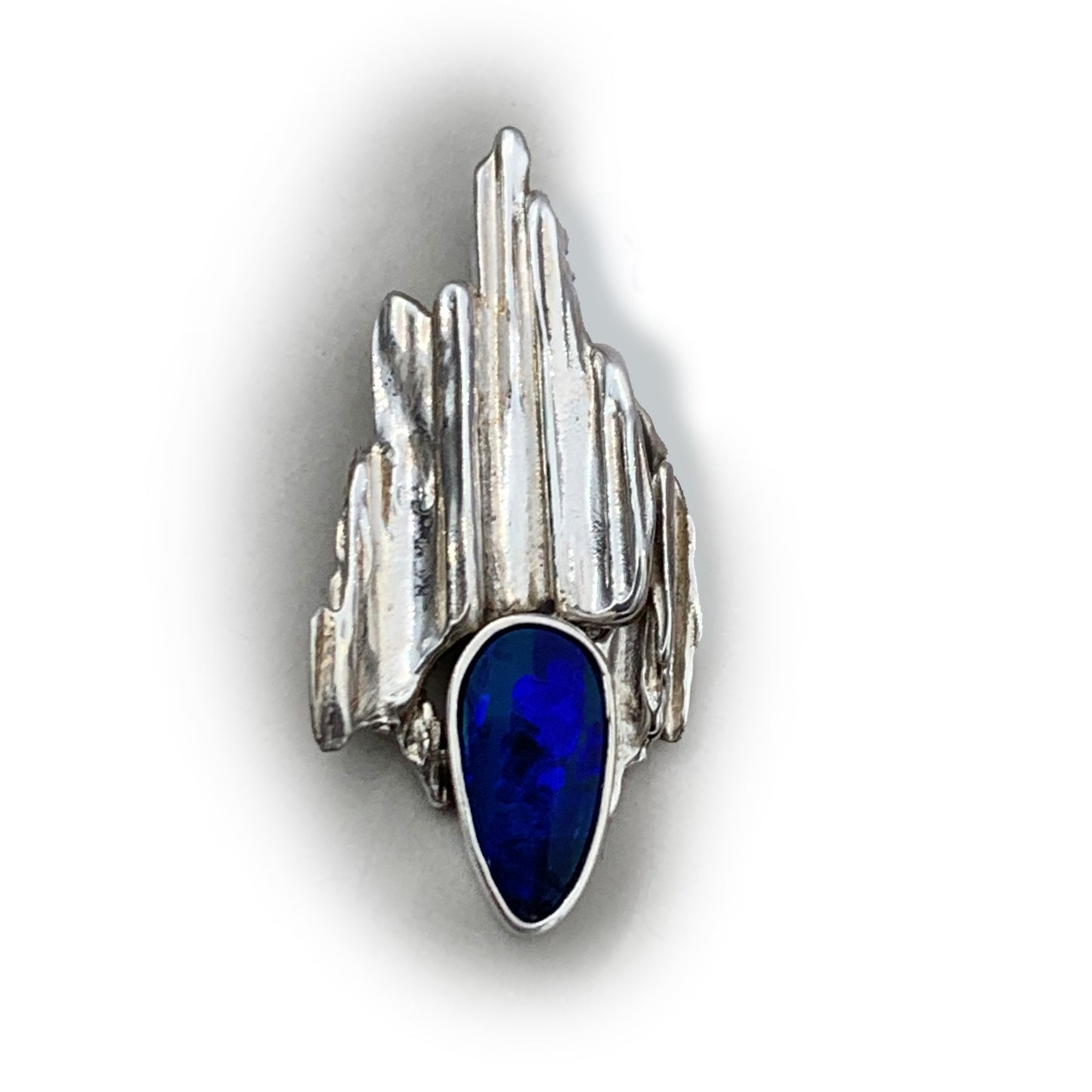 Handcrafted Sterling Silver Straw Cast Pendant Necklace with beautiful Australian Black Opal