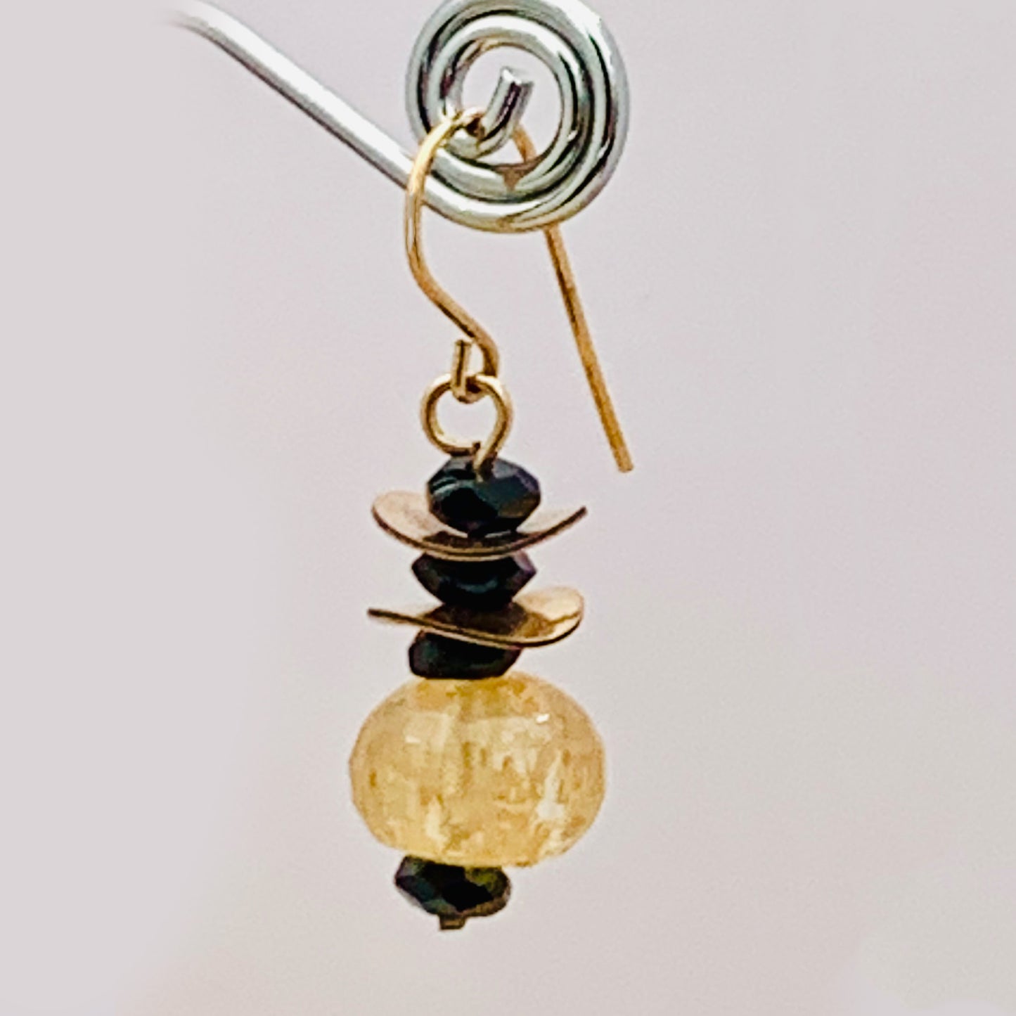 Whispers of Gold, Rutilated Quartz Drop Earrings