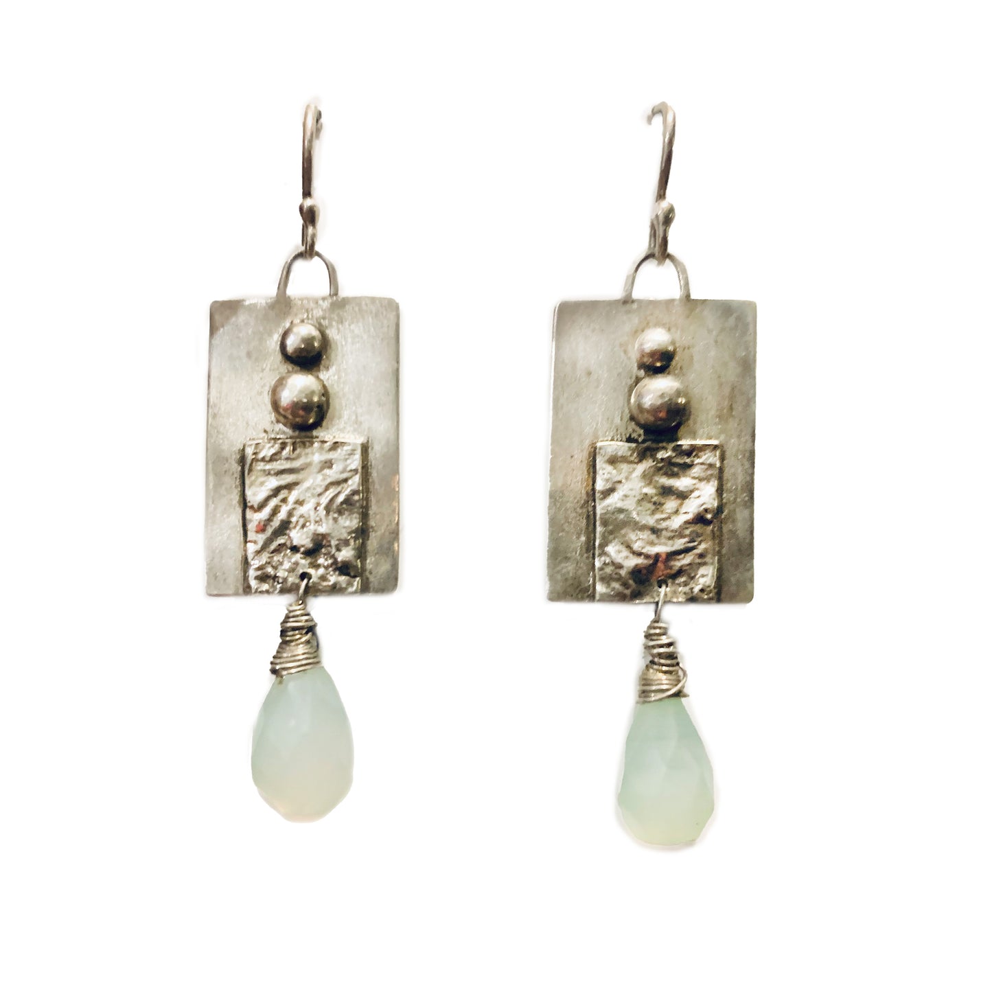 Sterling Silver & Blue Chalcedony Earrings – Rustic Boho Elegance