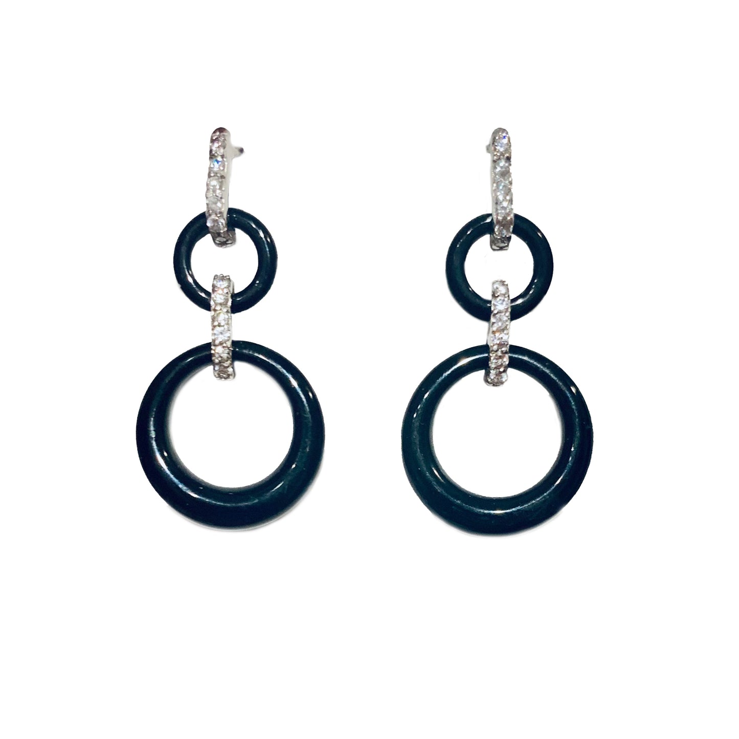 Sterling Silver CZ & Resin Drop Earrings – Modern & Sparkly