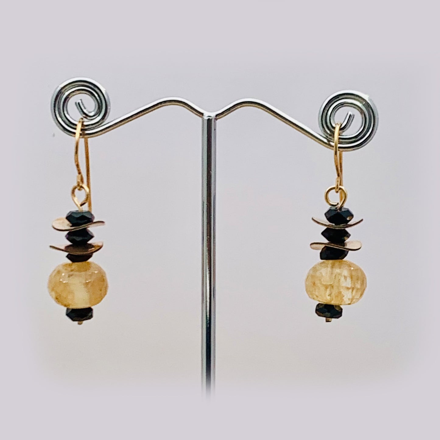 Whispers of Gold, Rutilated Quartz Drop Earrings