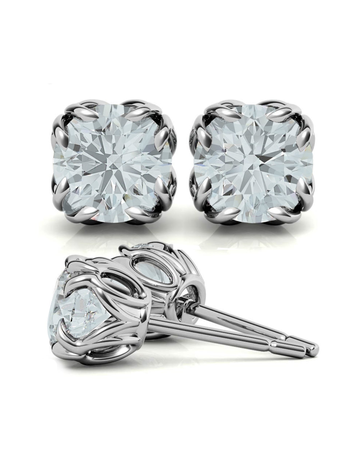Brilliant Pale Blue Moissanite  Stud Earrings (6mm)