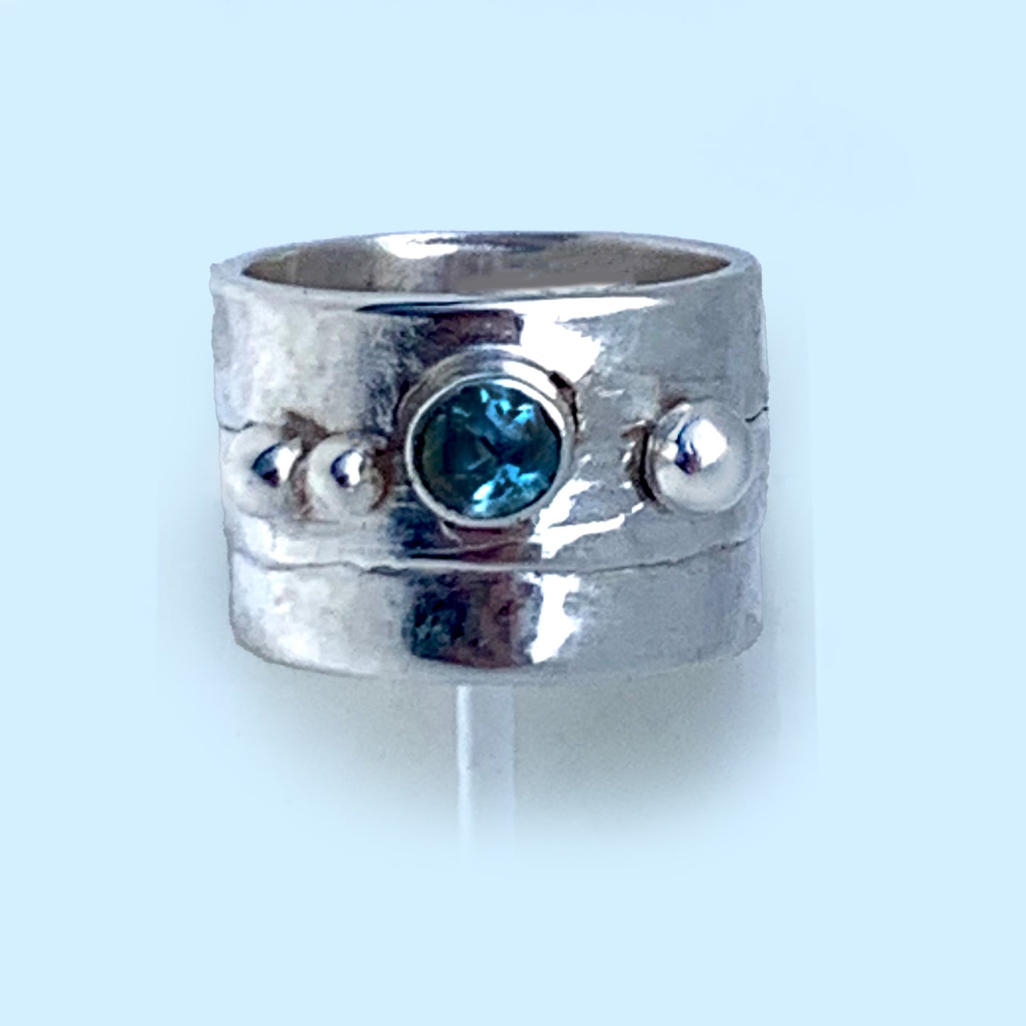 Sterling Silver Statement Ring with London Blue Topaz Gemstone