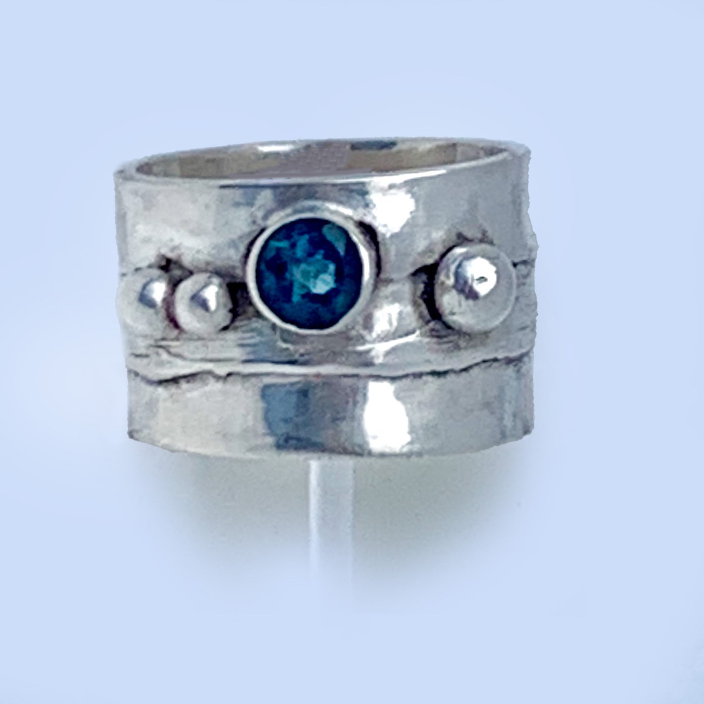 Sterling Silver Statement Ring with London Blue Topaz Gemstone