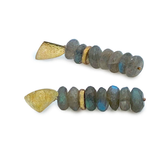 Frosted 14k Gold Drop Labradorite Earrings