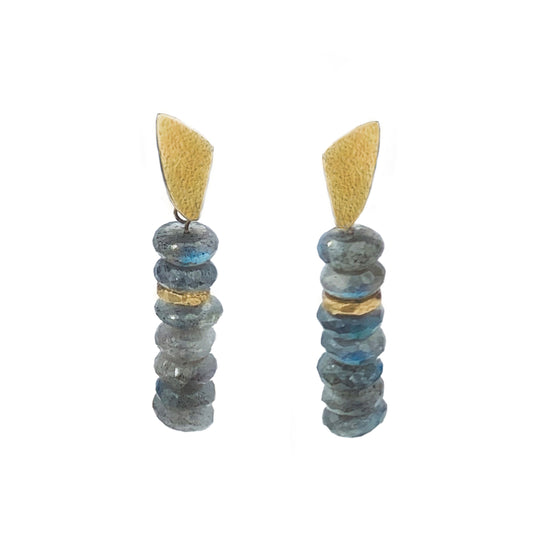 Frosted 14k Gold Drop Labradorite Earrings