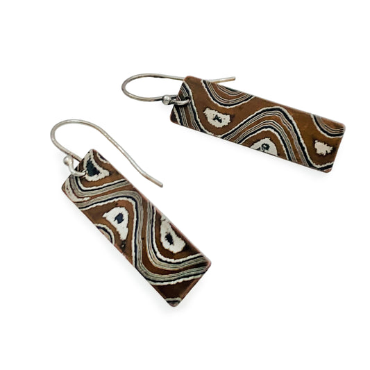 Echoes of Earth Mokume Gane EarringsHandcrafted Sterling Silver, Copper, and Shibushi